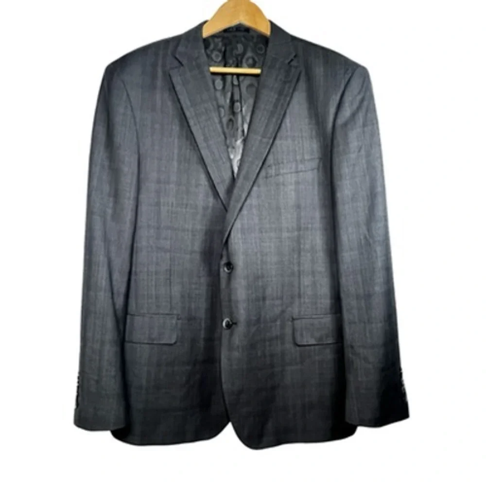 Canaletto Blazer Jacket Mens 46 Gray Wool Check Reda Super 150s Fabric Suit